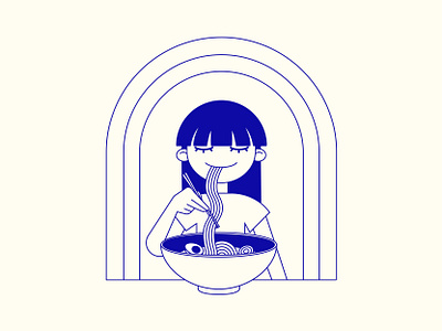 Ramen for Dinner asian asian food asian girl design digital art digital illustration food girl illustration illustrator ramen vector vector illustration