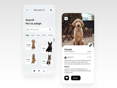 Redesign pet adoption UI concept. app art design designinspiration illustration logo minimal typography ui ux uxdesign