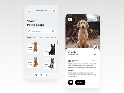 Redesign pet adoption UI concept. app art design designinspiration illustration logo minimal typography ui ux uxdesign