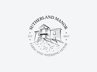 Sutherland Manor - Old Style Wedding House 2d abstract adobe illustrator black white creative design farm house illustration inspiration logo mountain old style serif font silhouette sketch vector wedding wedding house