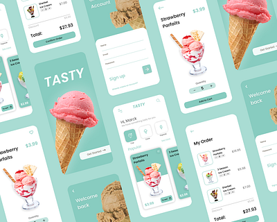 Tasty Part 2 app branding design figma food delivery food delivery app icecream order ui