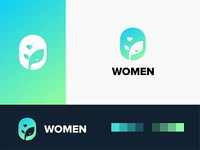 eco women logo branding creative eco ecology ecommerce app ecommerce design girl green leaf logo design minimal negative space plant power women