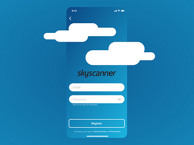 DailyUI #001 - Sign Up 01 1 blue clouds daily daily ui dailyui design ios sign in sign up signup sky skyscanner ui