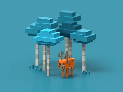 Blocky Forest 3d game art illustration kawaii magicavoxel minecraft pixel voxelart