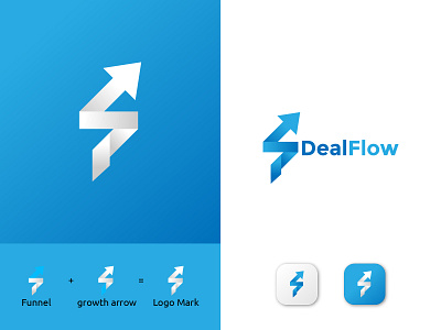 DealFlow Logo - Funnel + Growth Arrow Logo Concept arrow upward rise brand identity branding corporate identity creative logo funnel sales growth growth logo increase arrow investments logo concept logo design logotype marketing logo monogram sales funnel sales funnel logo symbol