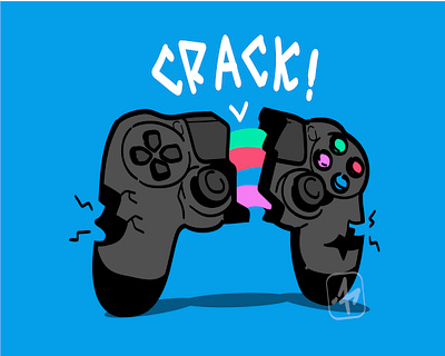 Cracked Controller art design flat flat design illustration lettering logo minimal pastel vector