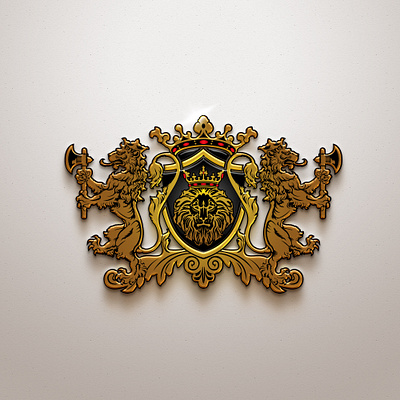 Chrome Gold Lion Crest crest lion old vintage