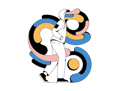 In Motion (2022) abstract illustration people psychedelic retro shapes vintage