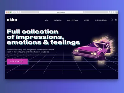 Homepage Online Movies and TV shows Website art backtothefuture cars delorean design flat homepage illustration minimal movies movies app online purple gradient retrofuture retrofuturism tv series tv shows typography ui ux