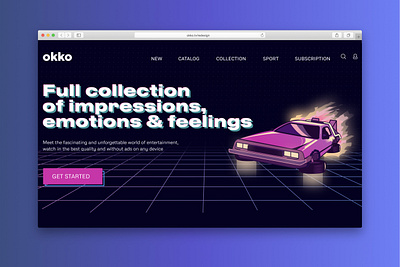 Homepage Online Movies and TV shows Website art backtothefuture cars delorean design flat homepage illustration minimal movies movies app online purple gradient retrofuture retrofuturism tv series tv shows typography ui ux