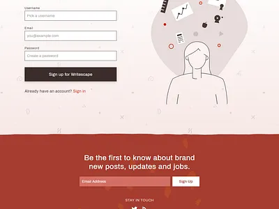 Writescape Register Page branding css dailyui html illustration react ui ux