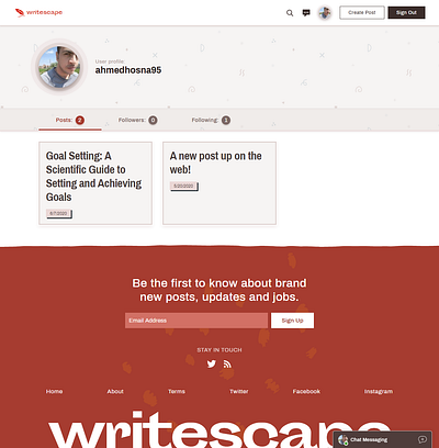 Writescape Profile Posts branding css dailyui design html illustration react reactjs