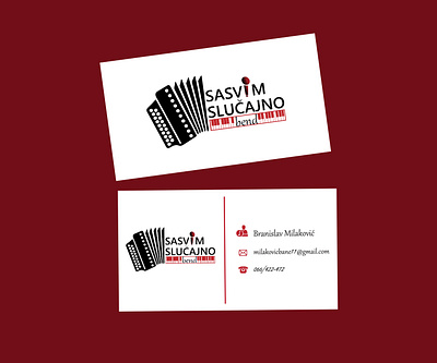 Business card - Music player accordion black business card design card clavier design icons illustration line microphone music music band music player red white