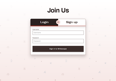 Writescape - Join us tabs css daily ui dailyui html illustration react ui ux