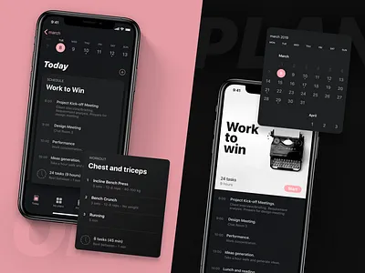 One Plan - Self-Development Planner app dark theme dark ui ios list minimal native app plans todo workout