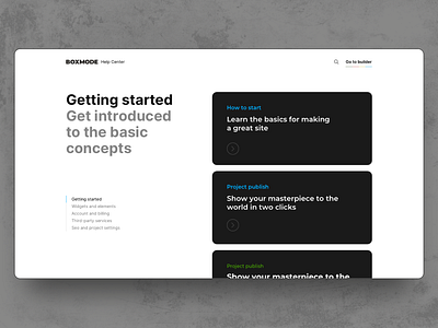 Boxmode | Help Center articles cards help help center minimal scroll website wow