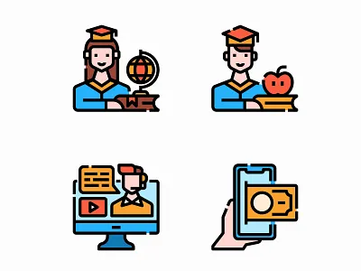 Online course design education filled icon illustration online school university vector