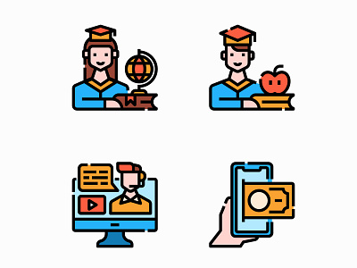 Online course design education filled icon illustration online school university vector