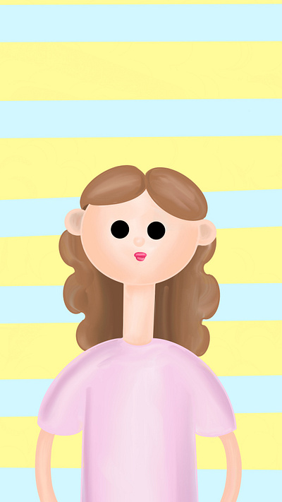 Sweet girl with wavy hair character design girl graphic illustration illustrator