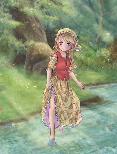 Tale of two towns anime animeart background forest illustration