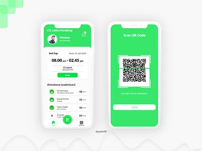 Absen Qcoba4 absen aplikasi absensi attendance barcode clean green management app office qrcode report time