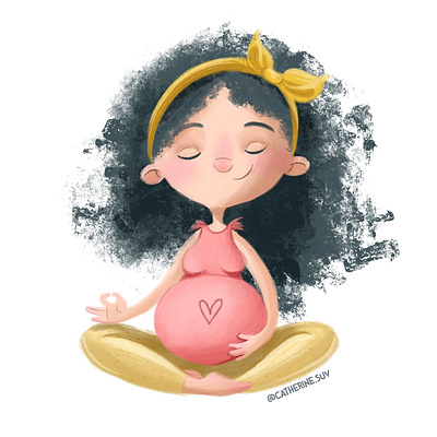 Cute pregnant girl doing yoga. Cute illustration prenatal yoga. animation characterdesign childrenbook cutecharacter design flat illustration illustrations prenatal yoga