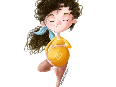 Cute pregnant girl doing yoga. Cute illustration prenatal yoga. characterdesign childrenbook cutecharacter illustration illustrations prenatal yoga