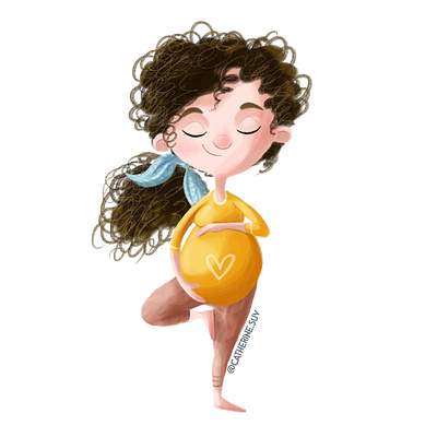Cute pregnant girl doing yoga. Cute illustration prenatal yoga. characterdesign childrenbook cutecharacter illustration illustrations prenatal yoga