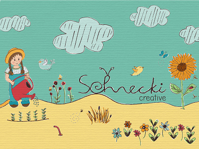 Schnecki Creative Refresh cute illustration design flowers fun hand drawn happy illustration logo quirky refreshed branding schneckicreative simple unique