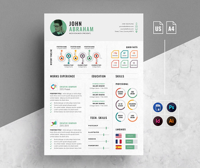 Info-graphic Resume Cv Word clean contract cover letter creative cv cv design cv template design elegant free resume indesign infographic instant download mac pages modern photoshop portfolio professional resume word resume