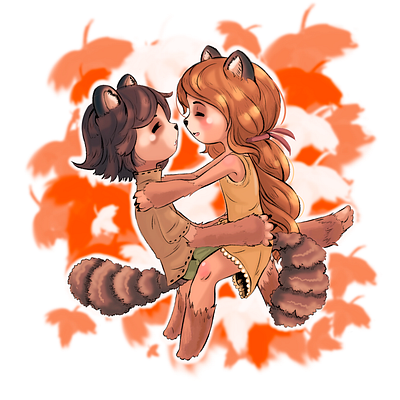 MAPACHES anime animeart background childrens illustration forest illustration