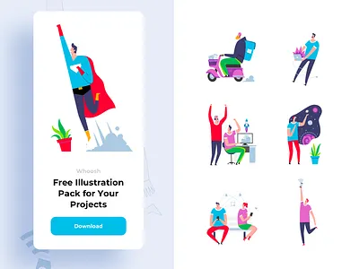 Whoosh! Free Illustrations design free freebie illustration illustrator mockup sketch ui