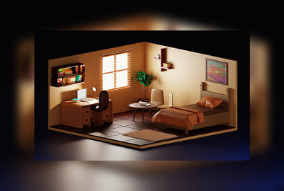 3D isometric Room illustration 3d art 3d modeling blender3d blender3dart blendercycles illustration lowpoly3d room design