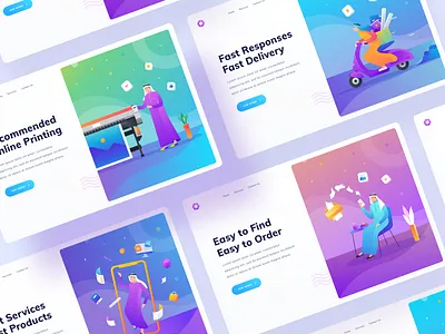 Online Printing Exploration arabian colorful design flat gradient illustration online people print design printing sketchapp ui ux vector