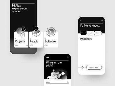 Data is Beautiful App Screens app black white branding brutalism design geometic gradient icons illustration magic minimal monocromatic monocrome product design simple design typography ui ux