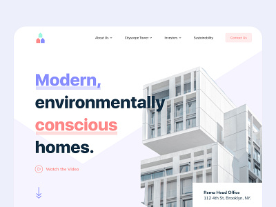 Architecture: Web Header Design agency app architecture website clean creative design landing landing page layout minimal modern design realestate ui website