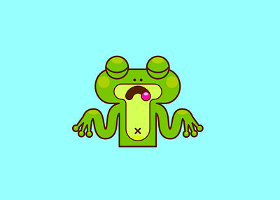 frog design illustration весело забавный значок иконки логотип лягушка лягушонок мило милый минимализм смайл