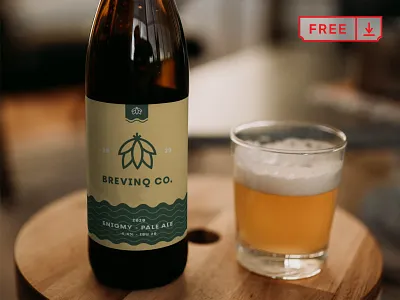 Free Beer Bottle PSD Mockup beer bottle branding design download font free identity label logo mockup psd typography