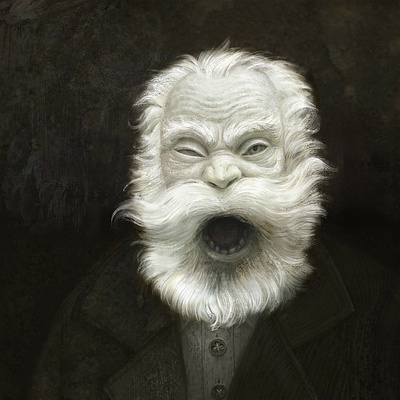 Old Man bearded man character dark drawing horror illustration portrait santa claus texture