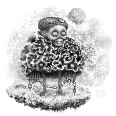 Grim Reaper character drawing grim reaper illustration mixed media skeleton skull smile texture