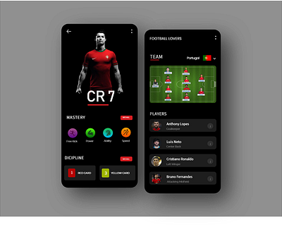 Football app app app design dark theme design dribble football ronaldo ui ux