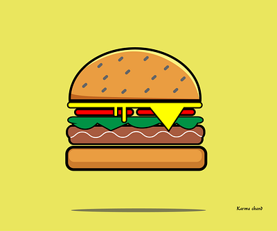 Yellow Burger app burger flat design food icon illustration illustrator karma kathmandu logo minimal nepal ux vector website