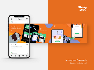 String Soul - Instagram Carousel Post advertising branding design design flat illustration kids screenshot social media design