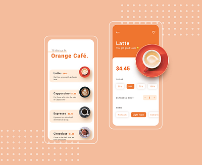 Orange Café App Concept app design flat minimal ui