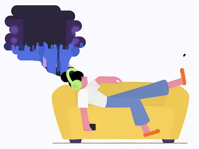 Quarantine Concert - 2020 🤘 animation character character animation character art character design concert design dream headphone illustration loop loop animation looping lottie motion motion design motion graphic music quarantine quarantine life