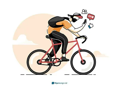 Check the phone on my bicycle bicycle sport flat design wheel