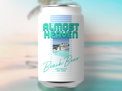 Almost Heaven // Beer Label 80s beer beer art beer brand beer branding beer can beer label beer label design beer labels branding can can design candy colorful design florida pool summer sun