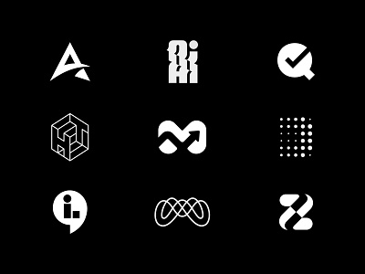 9 logos a abstract branding design geometry line logo m minimal simple symbol type vector z