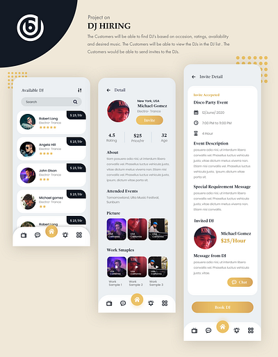 DJ application app design illustration typography ui