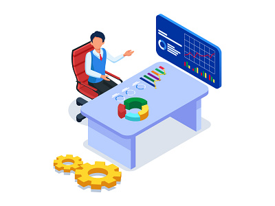 Business promotion illustration concept. 3d artwork business character creative design dribbble element homepage illustration interactive isometric job landing page promotion technology ui vector website work